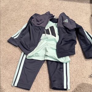 Adidas Dark Blue and Aqua Tracksuit 3pc